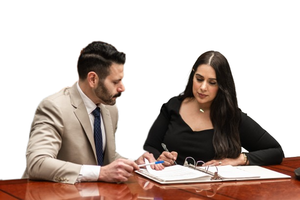 Kareem A. Ramdan and Malalai Farooqi, experienced criminal defense attorneys in Riverside, collaborating on a case.